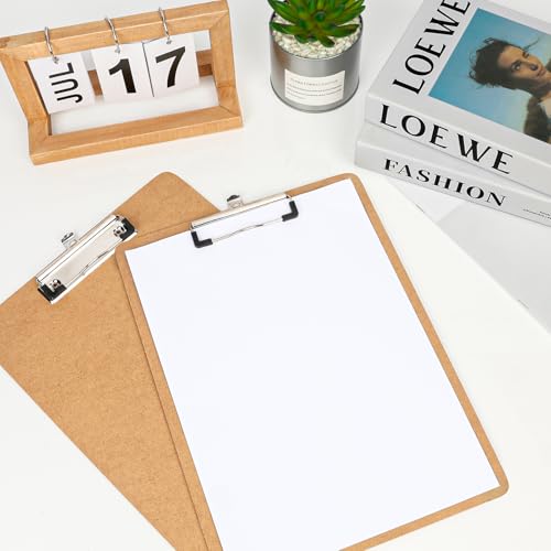 YesBes Brown 24 Pack Letter Size Wooden Clipboards 8.5x11 Classroom Office Supplies
