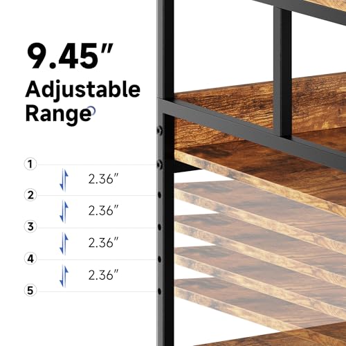 Warmiehomy Printer Stand, 20¡¿16¡¿28'' Printer Table with Wheels, 3 Tier Rolling Cart with Adjustable Storage Shelf, Space Saving 3D Desk for Home Office, Mini Fridge & Heat Press Stand, Rustic Brown