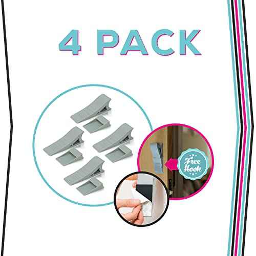 Heavy Duty Rubber Door Stopper ? Zero Edge Door Wedge Stops All Doors, Gaps to 1.5 Inch on All Surfaces ? Door Stopper Wall Mount Hangs Up When Not in Use for No-Bending Easy Access