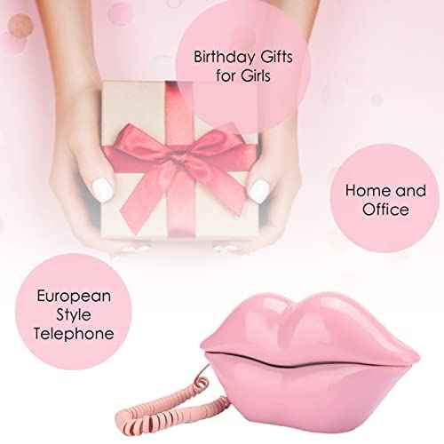 Zunate Decorative Lip Telephone, Desktop Landline Phone for Home Office, Creative European Style