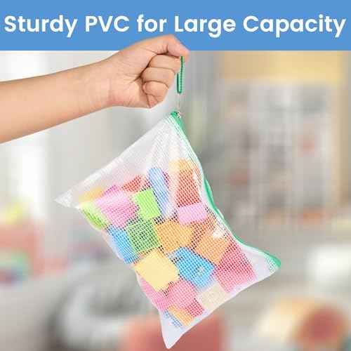 Sooez 24 Pack Mesh Zipper Pouch Bags with Label Pocket, A5 (9.4¡¿6.8 in) Small Pencil Case Pouch for Organizing, Clear Plastic Pencil Pouches Bulk for School Supplies Storage, Money Envelopes for Cash