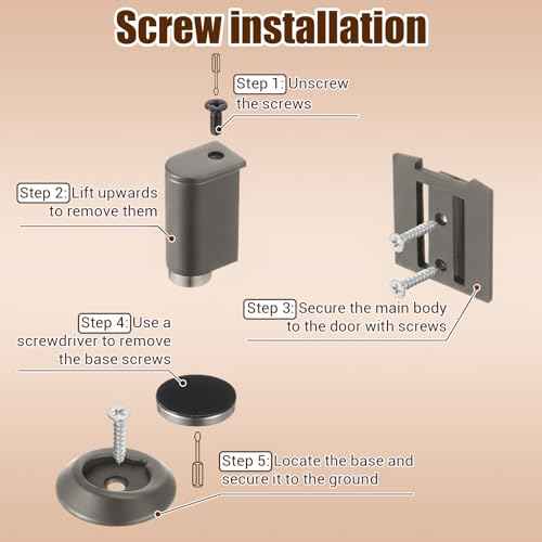 2 Pack Adjustable Magnetic Door Stoppers, Drilled Mount or No Drill Invisible Doorstops for Inside Door with Installation Screws and Adhesive Stickers, Protects Wall from Damage (Gray)