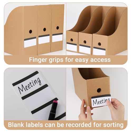 35 pack Cardboard Magazine File Holder Organizer, Foldable Magazine Storage Box Holder Document Rack Desktop File Organizer for School, Office and Home (10.12 x 3.78 x 10.43 Inches, Brown)