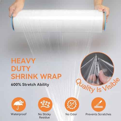 Stretch Film Shrink Wrap Roll 18" x 1500' - Industrial Plastic Wrap for Moving, Heavy Duty 80 Gauge, 600% Stretch for Packing, Pallets, Shipping&Furniture Protection?-4 Rolls
