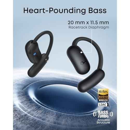 soundcore AeroFit 2 by Anker, Open-Ear Headphones, Real-Time Translation Earbuds, 4 Adjustable Positions for Every Ear Size, 2¡¿ Richer Bass, Hi-Res, 42H Playtime, IP55,AI Clear Calls,Wireless Charging