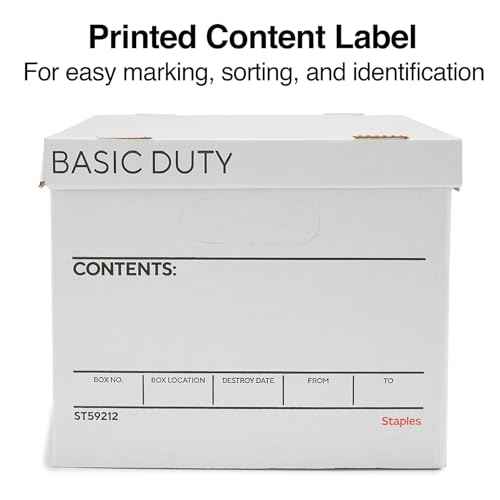 STAPLES Storage & Filing Box, Basic-Duty with Handles & Removeable Lid, Letter & Legal Size Documents, Stackable, 20-Pack, White/Black