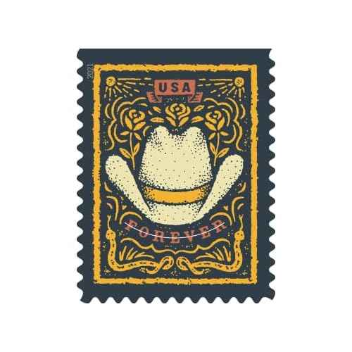Western Wear 2021 (Book of 20) First-Class Mail Forever Postage Stamps (Cowboy Hat, Belt Buckle, Cowboy Boot with Spur, Western Shirt)