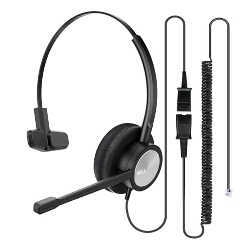 MKJ RJ9 Headset with Microphone, Noise Cancelling Wired VoIP Headphone for Call Center, Office Headset Compatible with Cisco Phone 7841 7861 7942G 7961G 7962G 7971G 7975G 8841 9951 9971