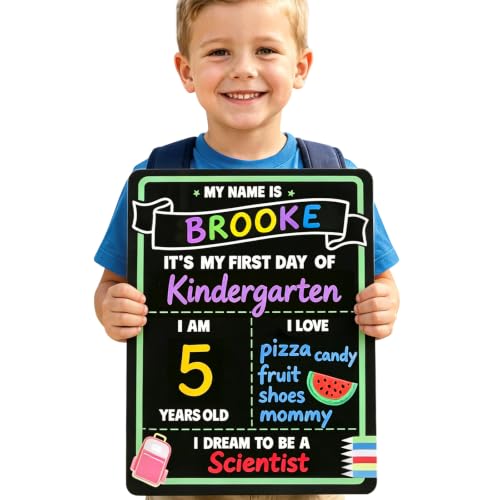 Reusable First Day of School Sign Board - 14x11 Inch Chalkboard Photo Prop for Kids