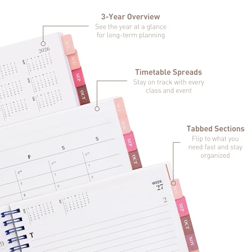 Rileys Academic Planner 2026-2027 School Agenda Blue 8x6in Twin-Wire Notes