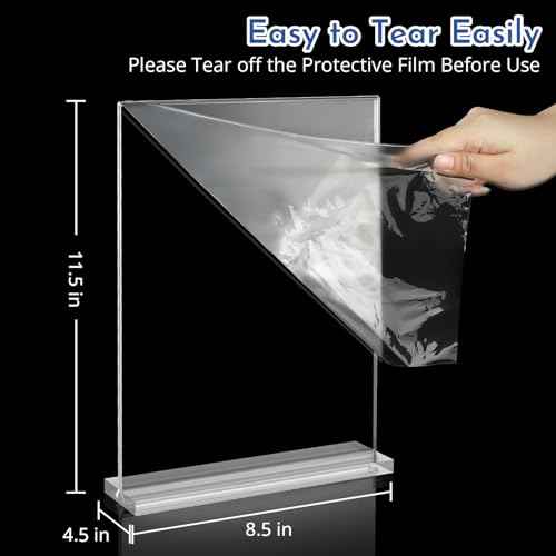 12 Pack Acrylic Sign Holder 8.5 x 11, Double Sided Clear Sign Holder Plastic Display Stands, T Shape Acrylic Table Sign Stands Flyer Paper Holder for Office Store Restaurants School Retail