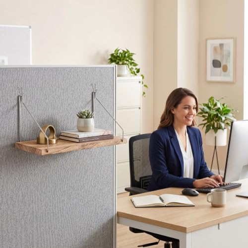 Onsogi 1 Pack Fabric Wall Cubicle Shelf with Hooks – Office Organizer & Storage for Work Decor