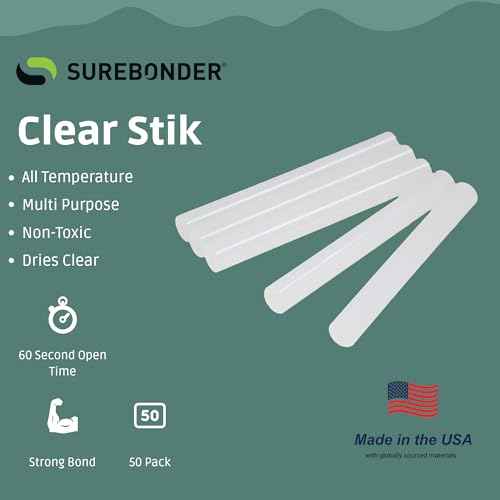 Surebonder Full Size All Purpose Clear 4" Hot Glue Sticks - 50 Pack DT-50