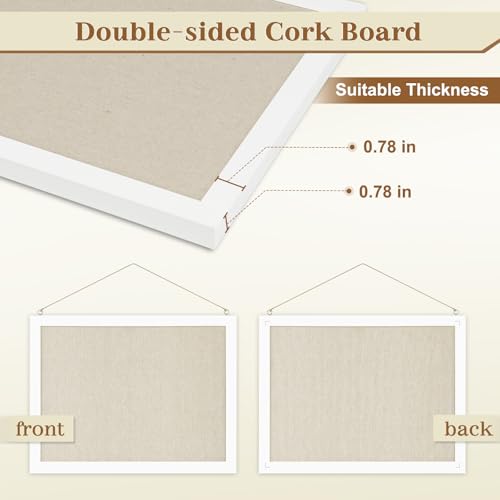 Beige 2-Pack Linen Cork Boards 16x12 inches – Double-Sided Wall Notice & Vision Boards