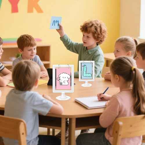 16 PCS Mini Anchor Chart Stand 4 x 6-inch Card Display Double-Sided Anchor Chart Storage Ideal for Classroom Teaching Aids Alphanumeric Vocabulary Flashcards Interactive Displays