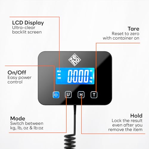 Digital Parcel Scale 200kg / 440lb Commercial Postal Weighing Scale with Tare & Hold