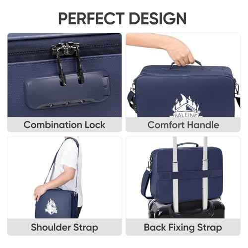 BALEINE Fireproof Document Box with Lock, Portable Fireproof Document Bag Waterproof Fire Proof File Boxes for Documents, File Organizer Box for Important Paperwork (Blue, 15''x11''x4'')