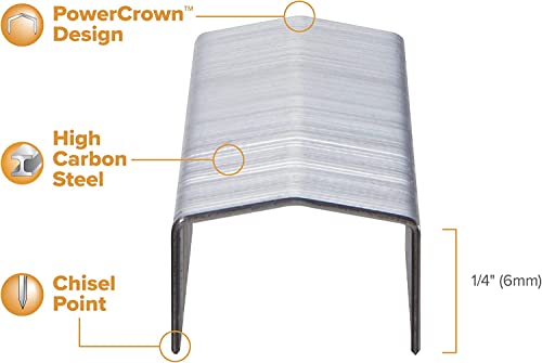 Bostitch 1/4 Inch PowerCrown Staples - Pack of 20,000 for Heavy-Duty Stapling