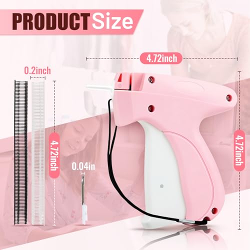 WEIBOLT Stitch Gun for Clothes - Pink/White Handheld Quick Fixer with 6 Needles & 1000 Black & 1000 White Fasteners
