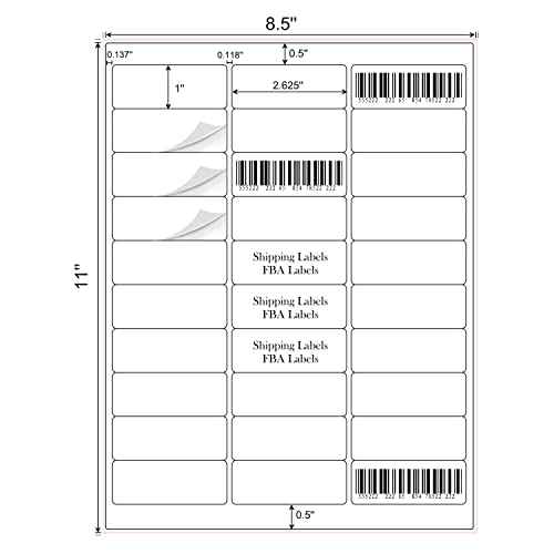 1" x 2-5/8" Address Labels 900 Labels Sticker Paper for Laser/Ink Jet Printer mailing Labels 8.5"¡¿11" White 30 per Sheet
