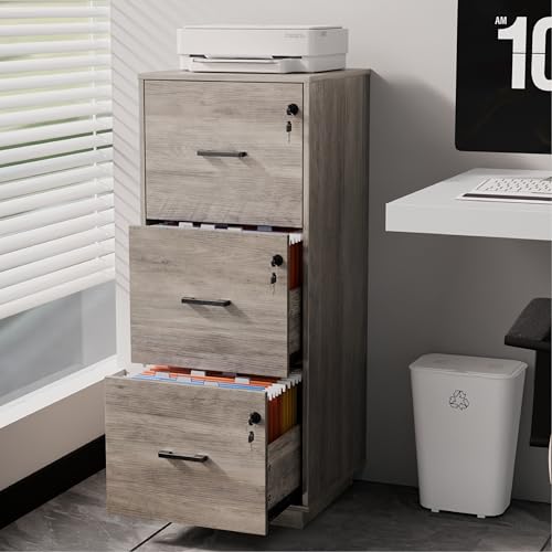 VINGLI 3 Drawer Lockable File Cabinet for Office & Home Storage