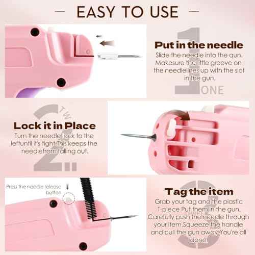 Stitch Gun for Clothes,Stitch Gun Quick Clothing Fixer, Tagging Gun for Clothing,Sewing Kit-Includes 6 Needle,1500 Black Fasteners&1500 White Fasteners(0.18inch) Purple
