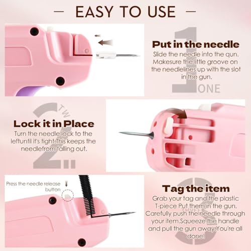 MxSpvce Stitch Gun for Clothes Purple – Quick Fix Sewing Kit with 6 Needles & 1500 Black/White Fasteners (0.18 in) DIY