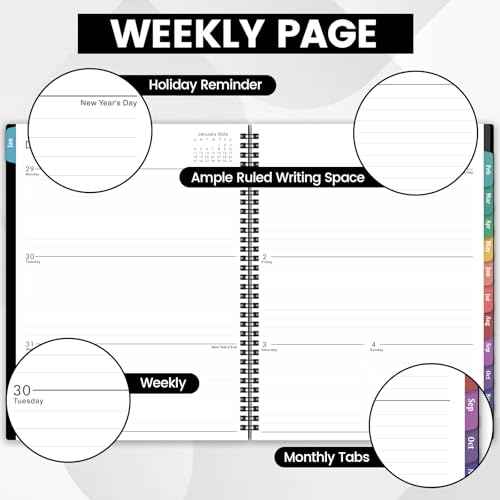 2026 Planner ? Planner 2026 Weekly and Monthly, 9" x 11", Large, Jan 2026 ? Dec 2026, 12 Monthly Tabs, Strong Twin-Wire Binding, Inner Pocket, Hardcover, Black