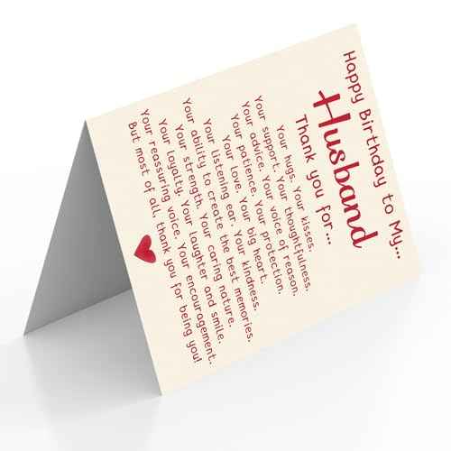 Romantic Birthday Card Gift for Husband, Unique Husband Birthday Card from Wife, Thank You Bday Card for Men