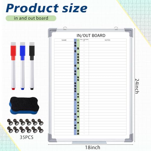 Lincia 24x18 Inch Magnetic Dry-Erase Whiteboard with Markers & Magnets - In & Out Board, Regular Style