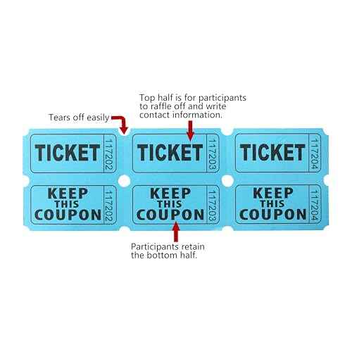 500 Pairs Raffle Tickets, Double Roll 50/50 Blue Raffle Tickets with Stub for Events, Easy Tear-Offs and Consecutive Number with Writable Back for Carnival Concert and Prize Drawings