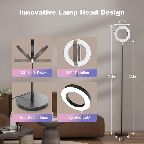 FULSUNT RGB Floor Lamp, 32W Bright LED Standing Lamp with Remote, Stepless Dimmable, Modern Color Changing Torchiere Tall Lamps for Living Room Bedroom Office Gaming Party