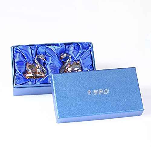 DOJOZ Crystal Swan A Pair Valentines Day Sweet Gifts Figurine Collection Ornament (Pink)