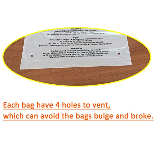 Huvai 18x24 Inch 100 Pack Clear Self Seal Poly Bags with Vent Holes & Warning