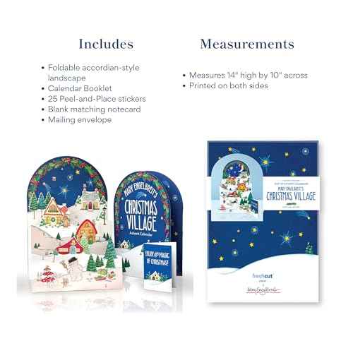 Freshcut Paper 2025 Advent Calendar, Mary Engelbreit's Christmas Village, Pop Up 3D Greeting Cards, Paper Advent Calendar for Adults, Christmas Gifts, Holiday Cards with Blank Notecard & Envelope