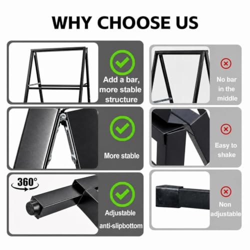USCNC Black Double-Sided A Frame Sign 24x36 Inch Outdoor Sandwich Board