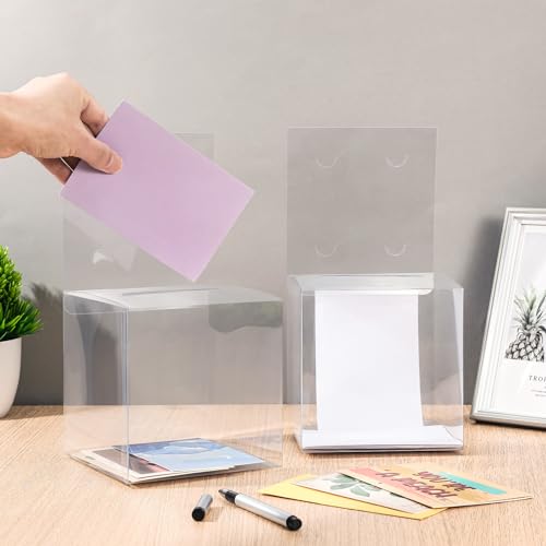 Eersida 30 Pack Clear Raffle Donation Boxes with Slot - Plastic Event Containers