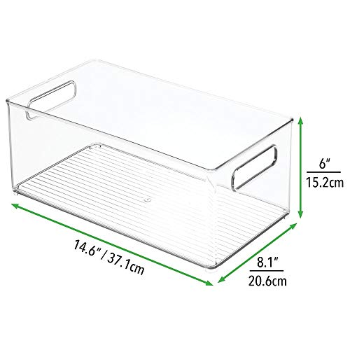 mDesign Deep Plastic Storage Organizer Container Bin, Office Organization for Filing Cabinet, Cupboard, Shelves, and Desk - Holds Notepads, Pens, Pencils, Highlighters, and Staplers - 2 Pack - Clear