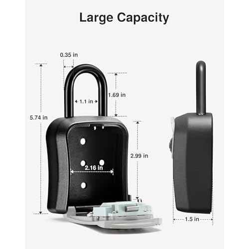 Puroma Key Lock Box, Portable Combination Lockbox Wall-Mounted Key Storage Box for House Keys, Resettable Code Safe Security Lock Box for Home, Office, Apartment Spare Key Storage (4 Pack, Gray)