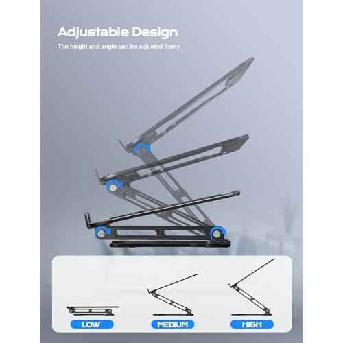 Adjustable Laptop Stand for Desk, Metal Foldable Laptop Riser, Ventilated Cooling Bracket, Ergonominc Computer Notebook Stand for Desk Compatible with 10-15.6¡° Laptops