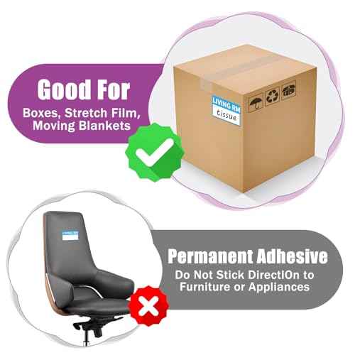 170 Home Moving Labels, 3.4 x 2 inches, 8-Color Coded Packing Box Stickers with Fragile and Blank Customizable Labels