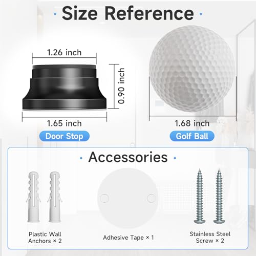 Sckeinwg Door Knob Wall Protector 1.65in Black with Spring Cushion