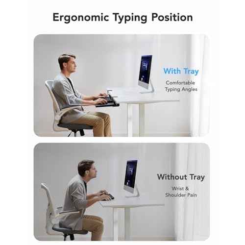HUANUO Keyboard Tray Under Desk, Pull Out Keyboard Tray with C Clamp Mount, 26.5¡È W x 11.8¡È D Slide Out Computer Keyboard Drawer Mouse Tray for Typing, Black