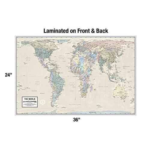 Gall Orthographic World Map | Most Accurate World Map - Countries are Shown in Correct Proportion to Each Other | Laminated World Map | 36¡± x 24¡±