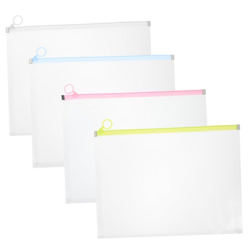 Angoily 4pcs Document Folders Thick Plastic File Envelopes Easy Closure for Office Supplies and Organizing Stationery Stylish Colors