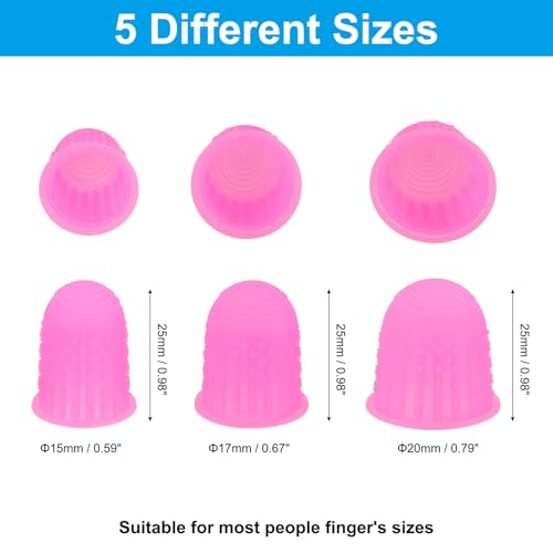 PATIKIL Medium Pink Silicone Finger Tips - Reusable Finger Protectors for Sewing, Writing, Crafts, & Office Use
