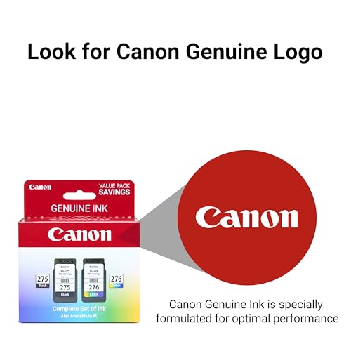 Canon PG-275 / CL-276 Genuine Ink Value Pack (2 Cartridges), Compatible with TS3520/3522/4722/3720/3722, TR4720