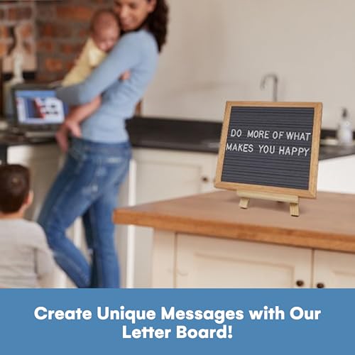 flybold Felt Letter Board - Baby Announcement Sign Board - Message board with 340 Letters Numbers Sign Adjustable Tripod Stand - Announcement Board for Birth - Small Word Grey 10x10 inch (Wall Mount)
