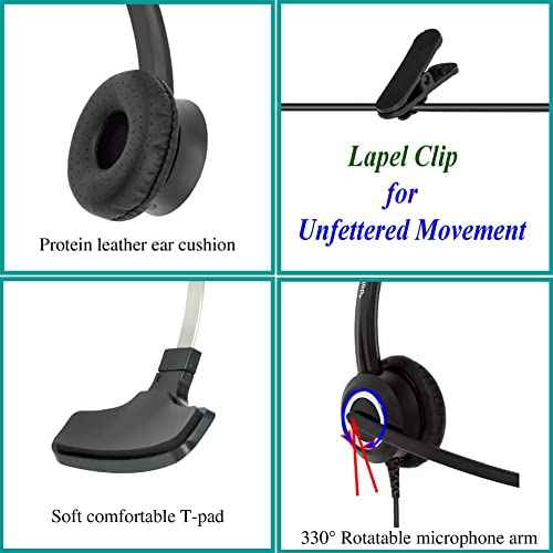 Cisco Phone Headset Mic Noise Cancelling Compatible with Cisco Phones 6861 7942g 7965g 8841 8851 8861 8945 8961 Series Model Includes U10 RJ9 Cord and 3.5mm Jack Adapter