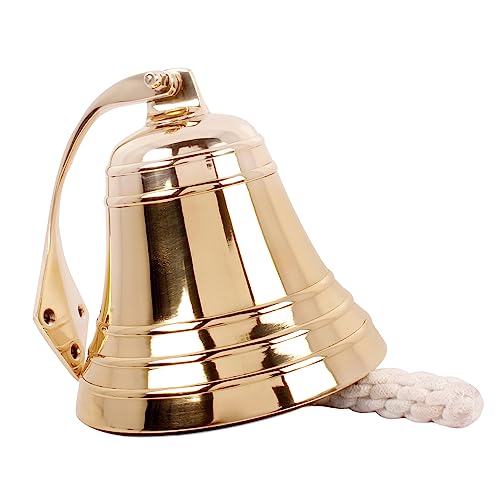 6 Inch Heavy Duty Brass Ship Bell - Nautical Hanging Bell for Decor & Emergency